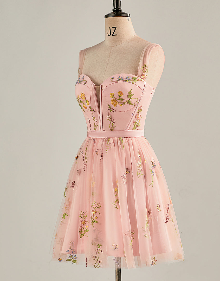Light Pink Sweetheart Corset Homecoming Dress