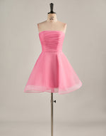 Load image into Gallery viewer, A-Line Light Pink Strapless Homecoming Dress