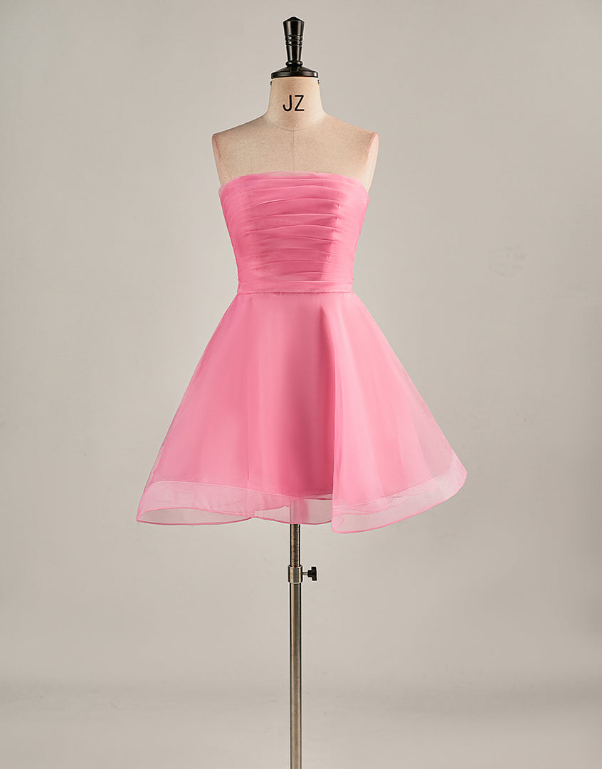 A-Line Light Pink Strapless Homecoming Dress