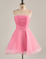 Load image into Gallery viewer, A-Line Light Pink Strapless Homecoming Dress