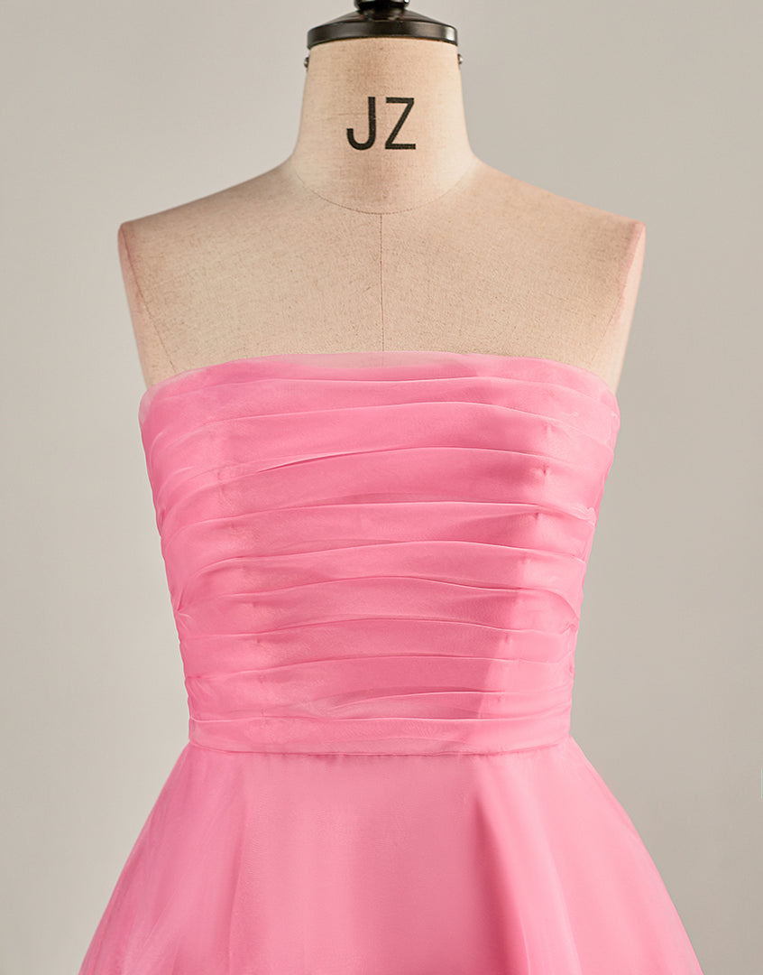A-Line Light Pink Strapless Homecoming Dress