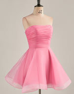 Load image into Gallery viewer, A-Line Light Pink Strapless Homecoming Dress