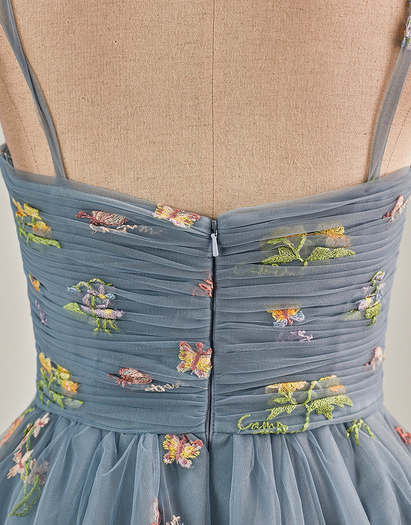 Cute Short Tulle Embroidery Homecoming Dress