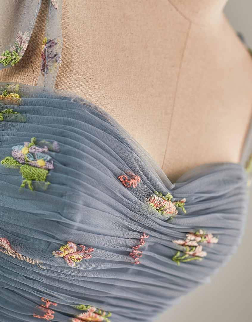 Cute Short Tulle Embroidery Homecoming Dress