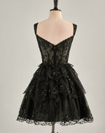 Load image into Gallery viewer, A-Line Lace Tiered Corset Homecoming Dress