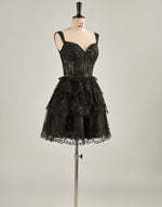 Load image into Gallery viewer, A-Line Lace Tiered Corset Homecoming Dress
