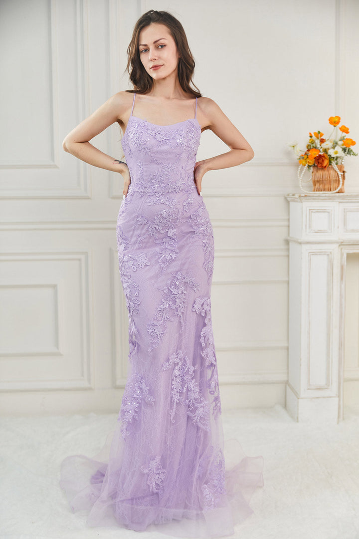 Appliques Mermaid Lavender Prom Dress