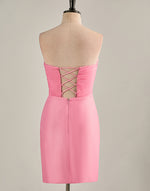 Load image into Gallery viewer, Tight Light Pink Strapless Homecoming Dress with Slit
