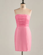 Load image into Gallery viewer, Tight Light Pink Strapless Homecoming Dress with Slit