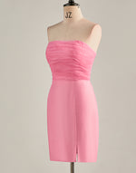 Load image into Gallery viewer, Tight Light Pink Strapless Homecoming Dress with Slit