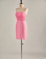 Load image into Gallery viewer, Tight Light Pink Strapless Homecoming Dress with Slit