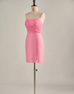 Load image into Gallery viewer, Tight Light Pink Strapless Homecoming Dress with Slit
