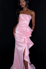 Load image into Gallery viewer, Sheath Strapless Satin Prom Dress