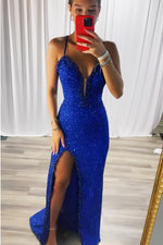Load image into Gallery viewer, Mermaid Spaghetti Straps Prom Dress With Beads