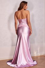 Load image into Gallery viewer, High Slit Strapless Prom Dress with Corset Bodice