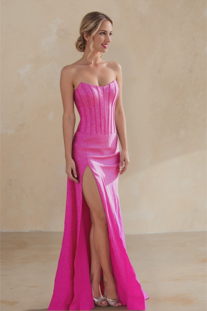 Mermaid Strapless Long Prom Dress With Beads