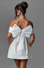 Load image into Gallery viewer, Off the Shoulder White Mini Dress