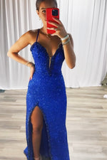 Load image into Gallery viewer, Mermaid Spaghetti Straps Prom Dress With Beads