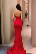 Load image into Gallery viewer, Mermaid Red Beaded Long Prom Dress
