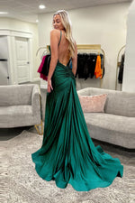 Load image into Gallery viewer, Backless Beaded Fitted Prom Dress with Side Slit
