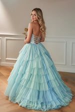 Load image into Gallery viewer, A line Sweetheart Tiered Prom Dress