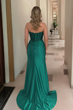 Load image into Gallery viewer, Mermaid Green One strapless Long Prom Dress