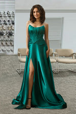 Load image into Gallery viewer, Strapless Satin Prom Dress with Slit