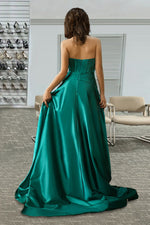 Load image into Gallery viewer, Strapless Satin Prom Dress with Slit