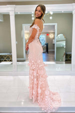 Load image into Gallery viewer, Sheer Corset Bodice Prom Dress with 3D Flowers