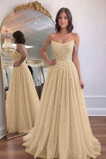 Load image into Gallery viewer, Glitter A line Off the Shoulder Prom Dress