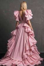 Load image into Gallery viewer, Pink Formal Gown with Ruffle Sleeves