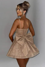 Load image into Gallery viewer, Sparkly Short Dress with Bow For Homecoming