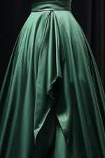 Load image into Gallery viewer, Dark Green Satin Slit Party Dress