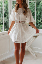 Load image into Gallery viewer, Bare Back Hollow Out White Dress