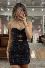 Load image into Gallery viewer, Short Beading Keyholes Homecoming Dress