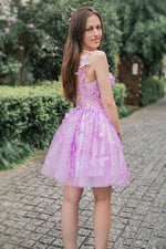 Load image into Gallery viewer, Lilac Corset Homecoming Party Dress