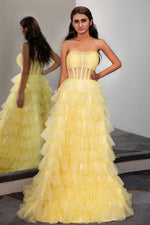 Load image into Gallery viewer, Strapless Ruffle Prom Dress