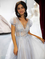Load image into Gallery viewer, 3D Beaded Prom Dress with Sleeves
