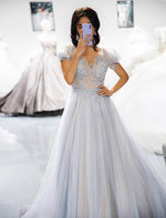 Load image into Gallery viewer, 3D Beaded Prom Dress with Sleeves