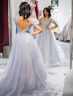Load image into Gallery viewer, 3D Beaded Prom Dress with Sleeves
