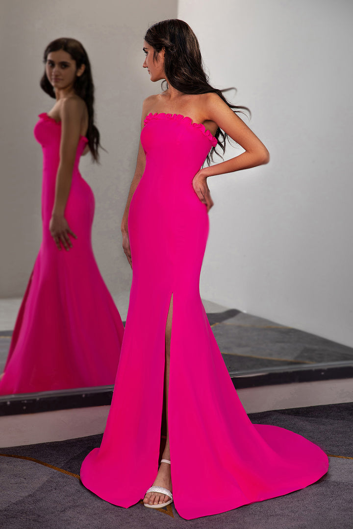 Fitted Strapless Prom Dress with Ruffle