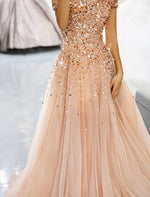 Load image into Gallery viewer, Off the Shoulder Beaded Prom Dress