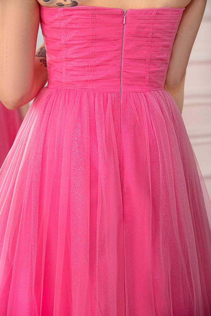 Pink Strapless Prom Gown