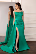 Load image into Gallery viewer, Green Strapless Ruched Prom Dress