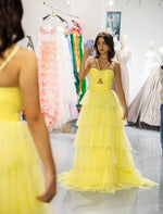 Load image into Gallery viewer, Keyhole Ruffle Tulle Prom Dress