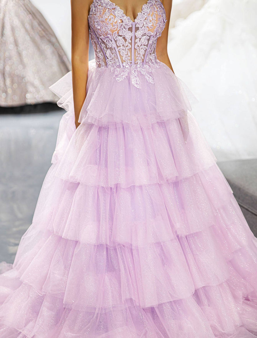 Lilac Ruffle Prom Dress