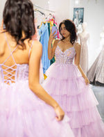 Load image into Gallery viewer, Lilac Ruffle Prom Dress