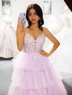 Load image into Gallery viewer, Lilac Ruffle Prom Dress