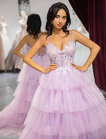 Load image into Gallery viewer, Lilac Ruffle Prom Dress