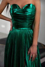Load image into Gallery viewer, Metallic Strapless Prom Dress with Ruched Bodice